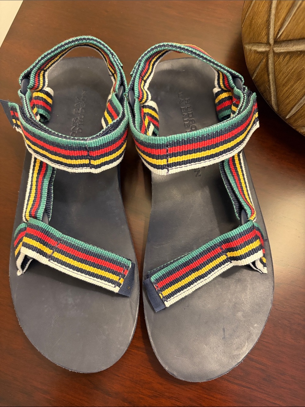 Teva Navy Sandals with Multicolor Striped Webbing